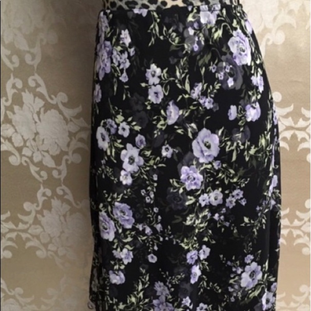 Black and purple floral lined skirt